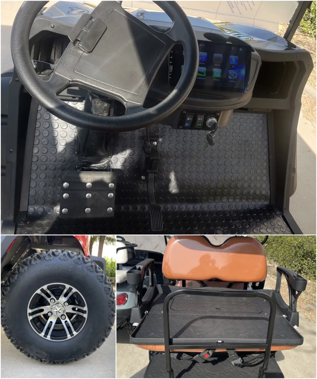 High Quality 4000W 60V Solar Electric Golf Cart 4 Wheels Scooter Custom Folding Electric off Road 6 People Sightseeing Vehicle Golf Cart