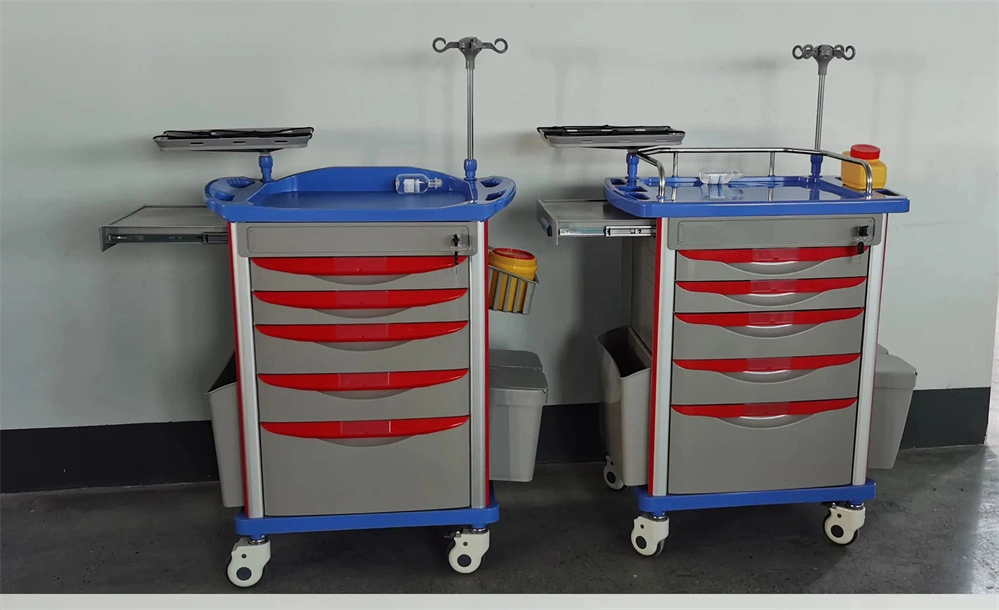 Top Sale ABS Medical Emergency Trolley Cart for Hospital Clinic