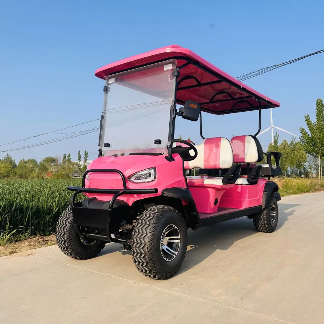 Pink 4 Seat 72V AC System Lithium Battery Electric Lift off Road Golf Hunt Buggy Cart