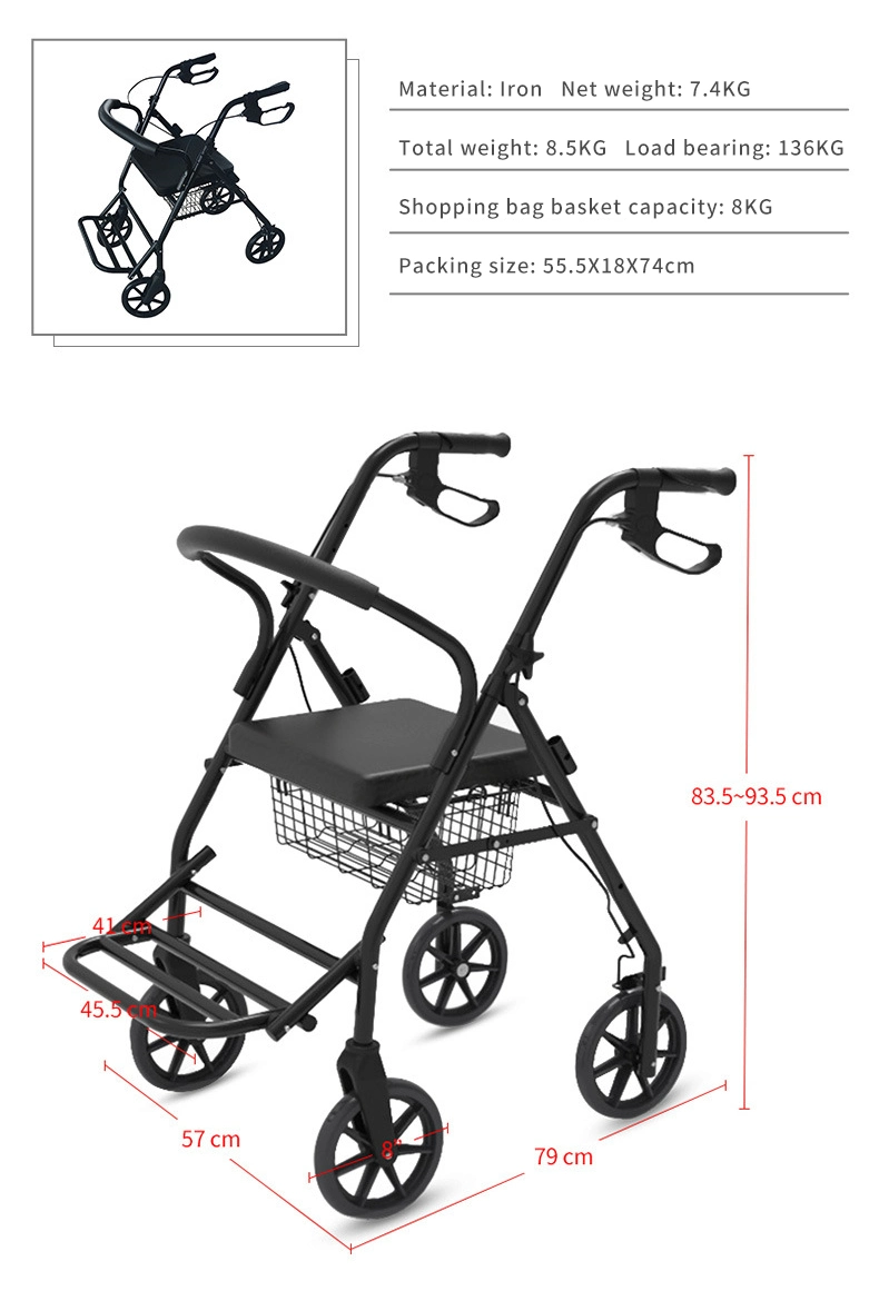 The Elderly Trolley Shopping Cart Shopping Cart Can Sit on a Foldable Scooter Recreational Vehicle Walker Scooter Light