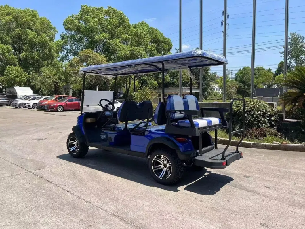 6 Seats 4+2 Blue Club Car Solar Panels Battery Golf Carts Electric Golf Car