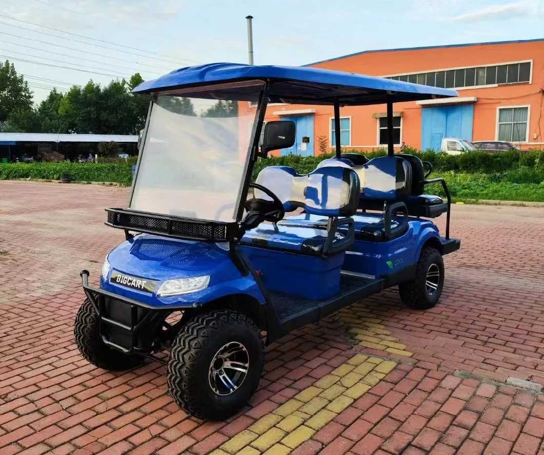 6 Seats 4+2 Blue Club Car Solar Panels Battery Golf Carts Electric Golf Car