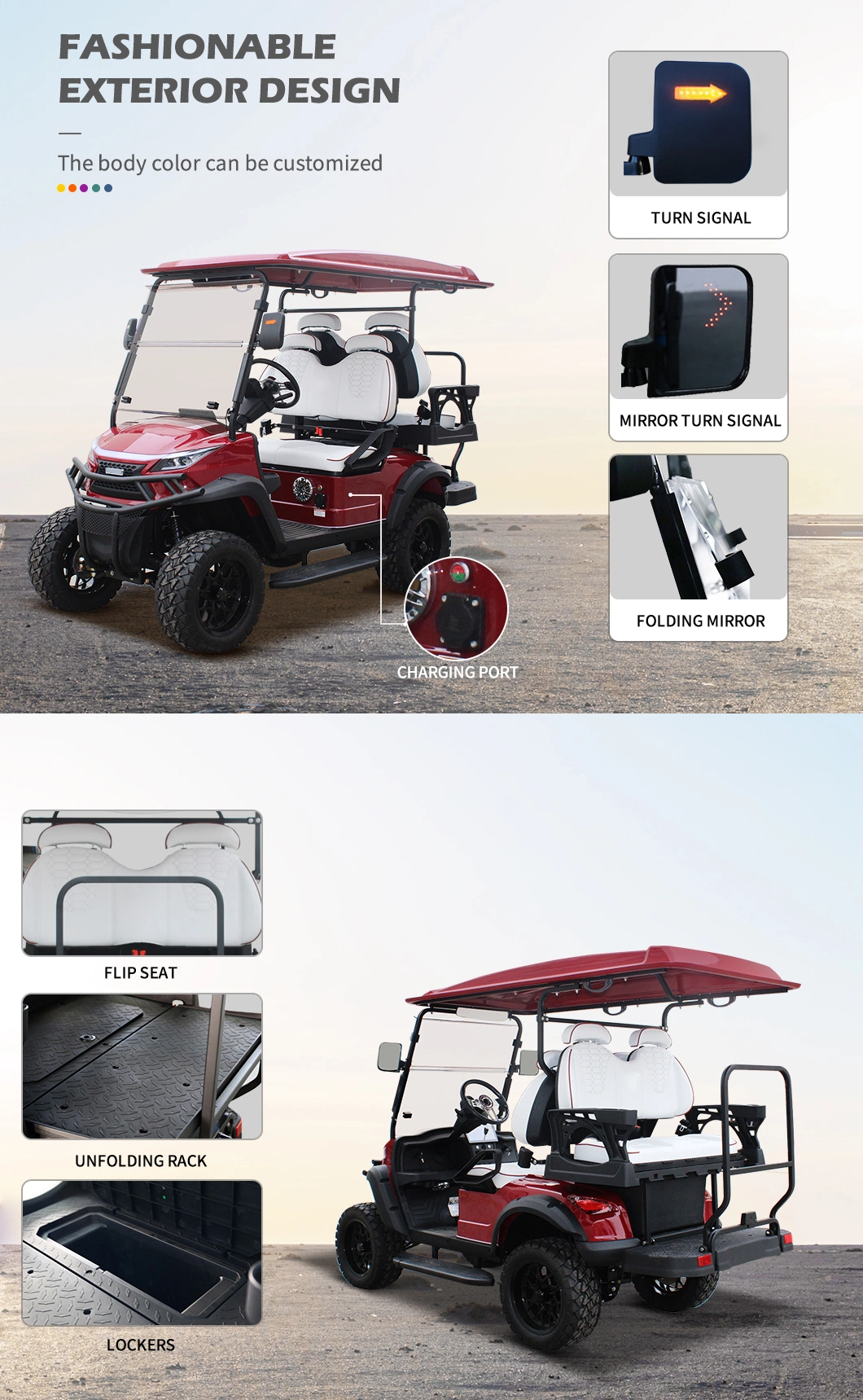 Wholesale Road Approved 2+2 Seats Sightseeing Bus Lifted Electric Hunting Buggy Trolley Golf Carts