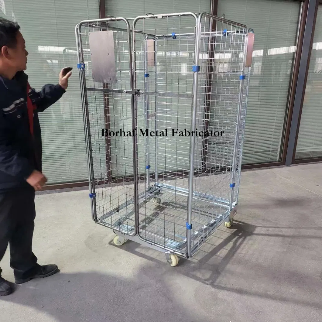 Galvanized Steel Storage Roll Logistics Cage Trolley for Post and Parcel/Supermarket/Laundry
