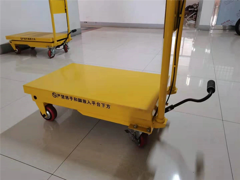 Small Electric Four-Wheel Cargo Lifting Flat Hand Push Trolley