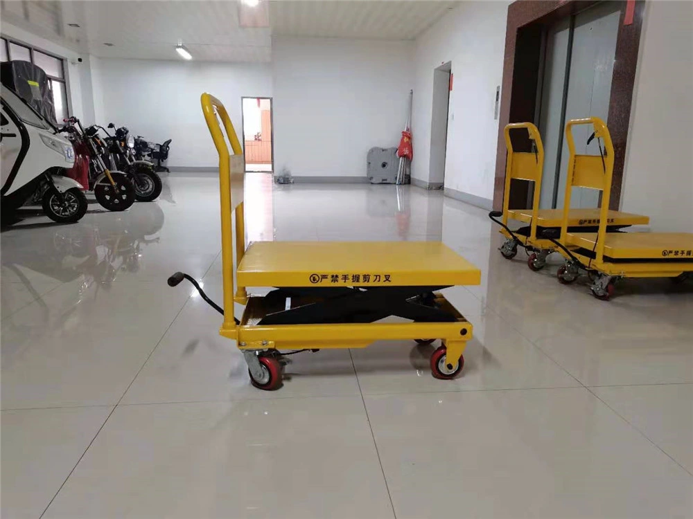 Small Electric Four-Wheel Cargo Lifting Flat Hand Push Trolley