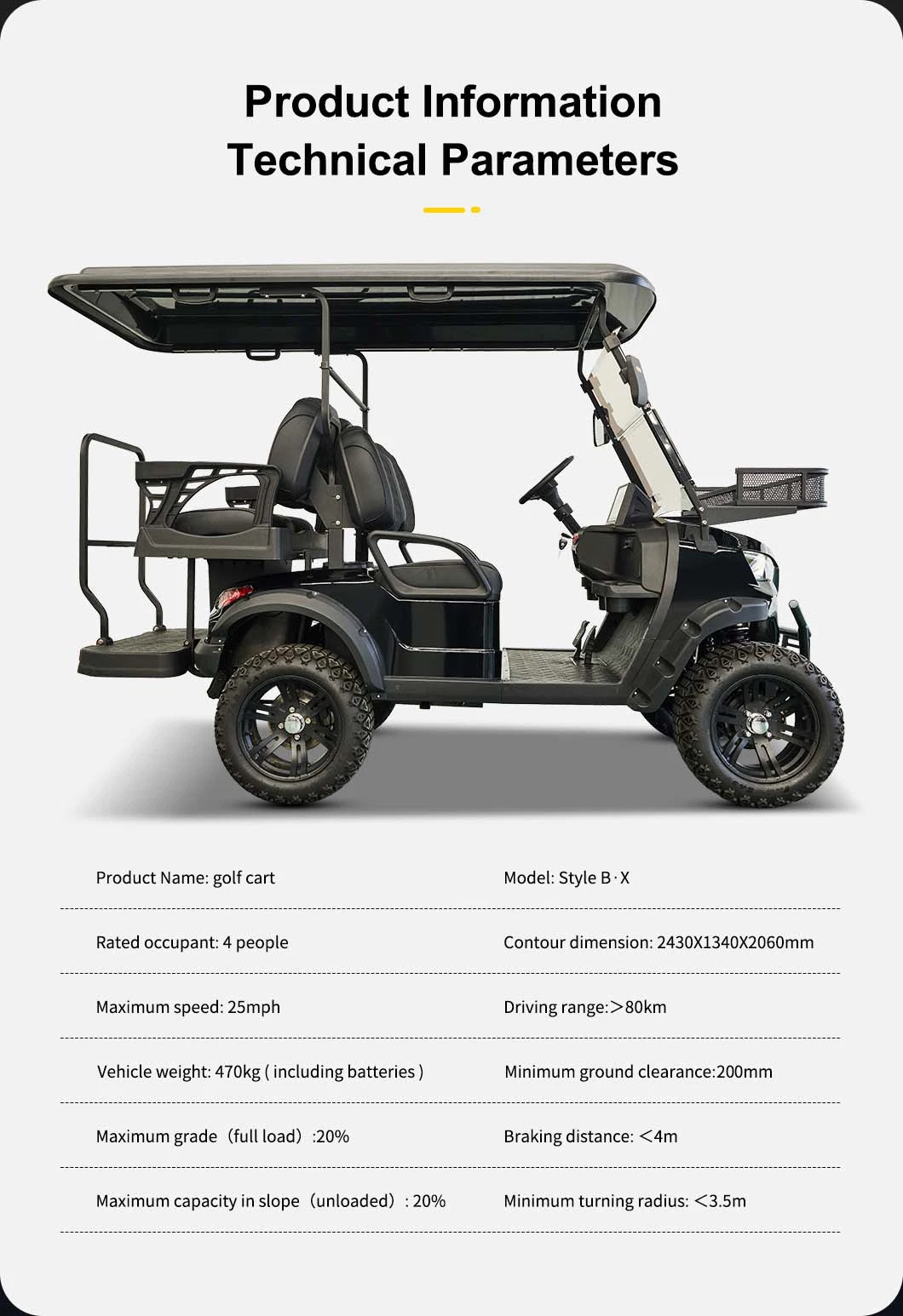 2023 New Modle Style Bx 4 Seat Sightseeing Bus Club Cart Electric Golf Buggy Hunting Golf Vehicle
