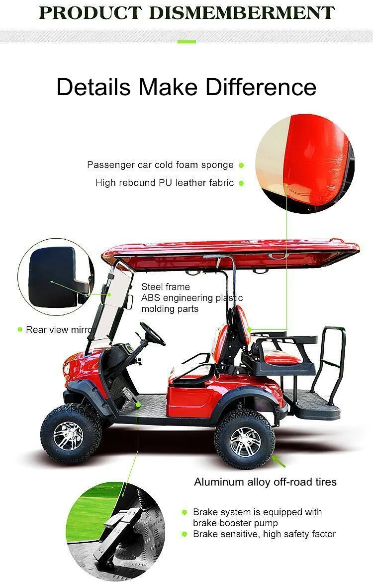72V Lithium Battery AC Motor Custom 6 Seats Golf Cart Have Ready Goods Electric Golf Cart