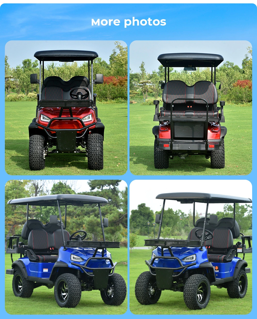 Popular Red Blue 4X4 Electric Off Road Hunting Golf Carts for Sale