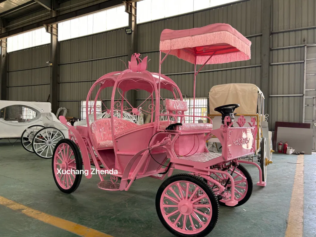 OEM European Royal Family Horse Carriage Mini Garden Car Electric Operated Princess Style Carriages Cart Can Customized