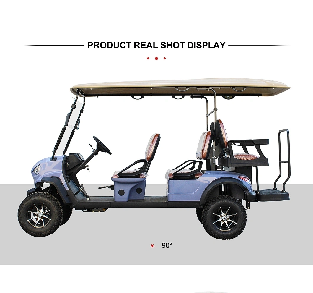 48/60/72V 4/5/7kw Lifted Solar Panels 4+2 Seater off Road Electric Golf Cart