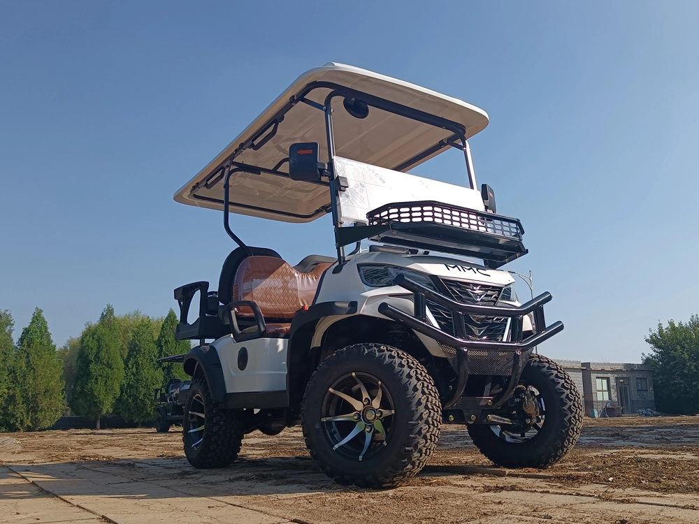 MMC New Lifted 48V Electric Golf Carts 2 Person Seats White off Road Golf Scooter 4 Wheel Lithium 4 Seat Solar Golf Cart