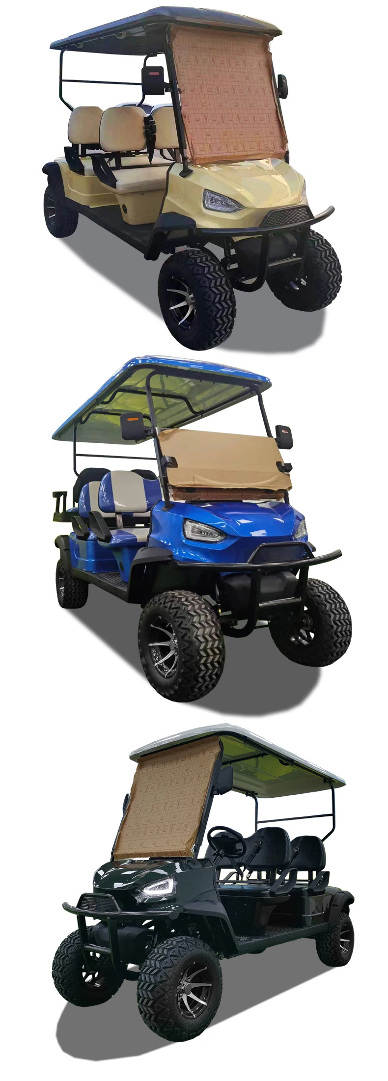 6 Seats 4+2 Blue Club Car Solar Panels Battery Golf Carts Electric Golf Car