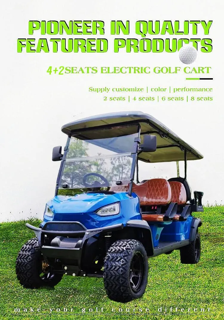 4+4 Road off Wheels Enclosed Lithium Golf Cart Have Ready Goods 6 Seater Golf Cart