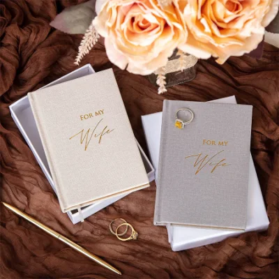 Linen Marriage Record Notebook Wedding Vow Books His and Hers for Newly Couples