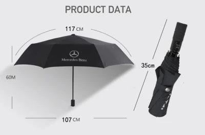 China Factory Rain Sun Outdoor Travel Volkswagen Land Rover Benz BMW Full Automatic Advertising 3 Folding Umbrella for Car