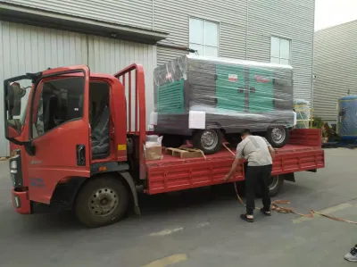 Customized 380V Portable Electric Screw Compressor on Two Wheels