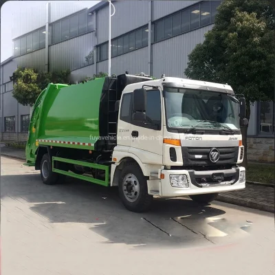 Foton Auman 10m3 12m3 14m3 Capacity Compressed Garbage Truck 10 Ton 12ton Compactor Garbage Truck Factory Directly Selling
