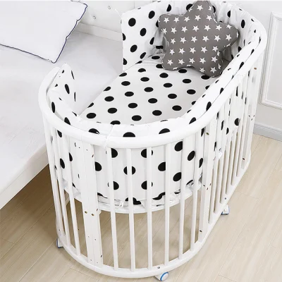 Newly Style Multifunction New Zealand Pine Wooden Baby Cradle Crib Bed