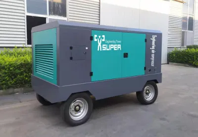 Customized 380V Portable Electric Screw Compressor on Two Wheels