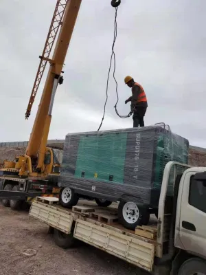 Customized 380V Portable Electric Screw Compressor on Two Wheels