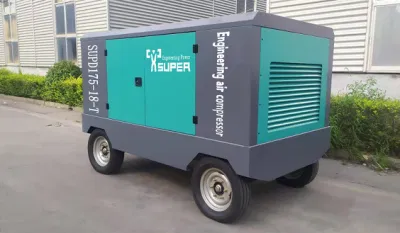 Customized 380V Portable Electric Screw Compressor on Two Wheels