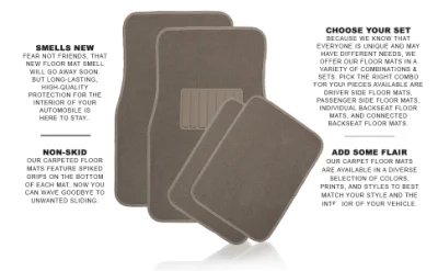 Carpet-Floor-Mats Set for Car -PVC Back, All-Weather Protection for All Vehicles, in 4 PCS