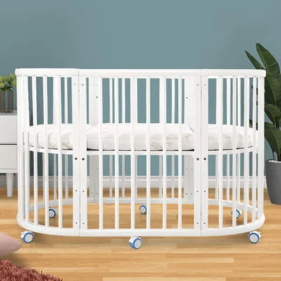 Newly Style Multifunction New Zealand Pine Wooden Baby Cradle Crib Bed