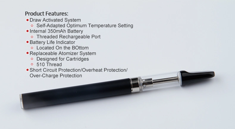 Vape Pen Cartridge Battery 350mAh Rechargeable Airflow Activated Buttonless 510 Atomizer Vaporizer Slim Mod 100% High Performance