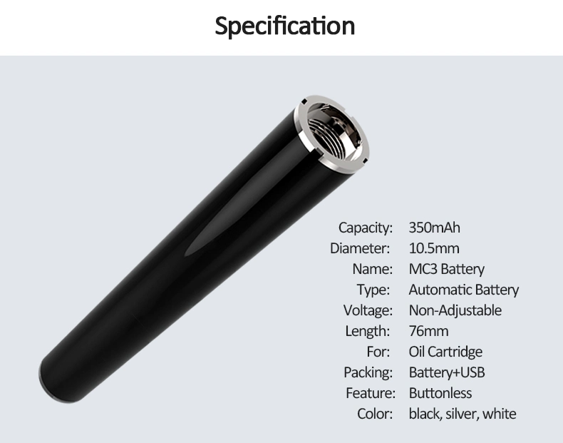 Vape Pen Cartridge Battery 350mAh Rechargeable Airflow Activated Buttonless 510 Atomizer Vaporizer Slim Mod 100% High Performance