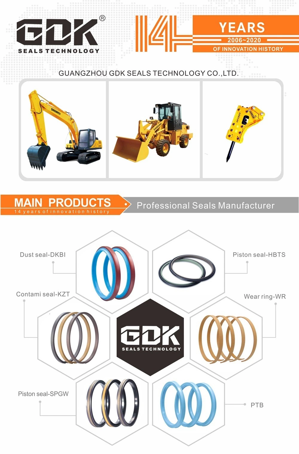 GDK Factory Prices E120b Arm Boom Bucket Hydraulic Cylinder Seal Repair Kit