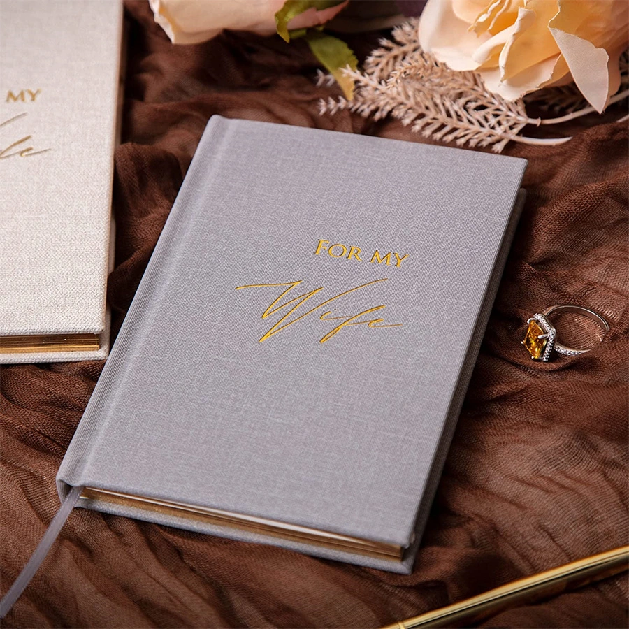 Linen Marriage Record Notebook Wedding Vow Books His and Hers for Newly Couples