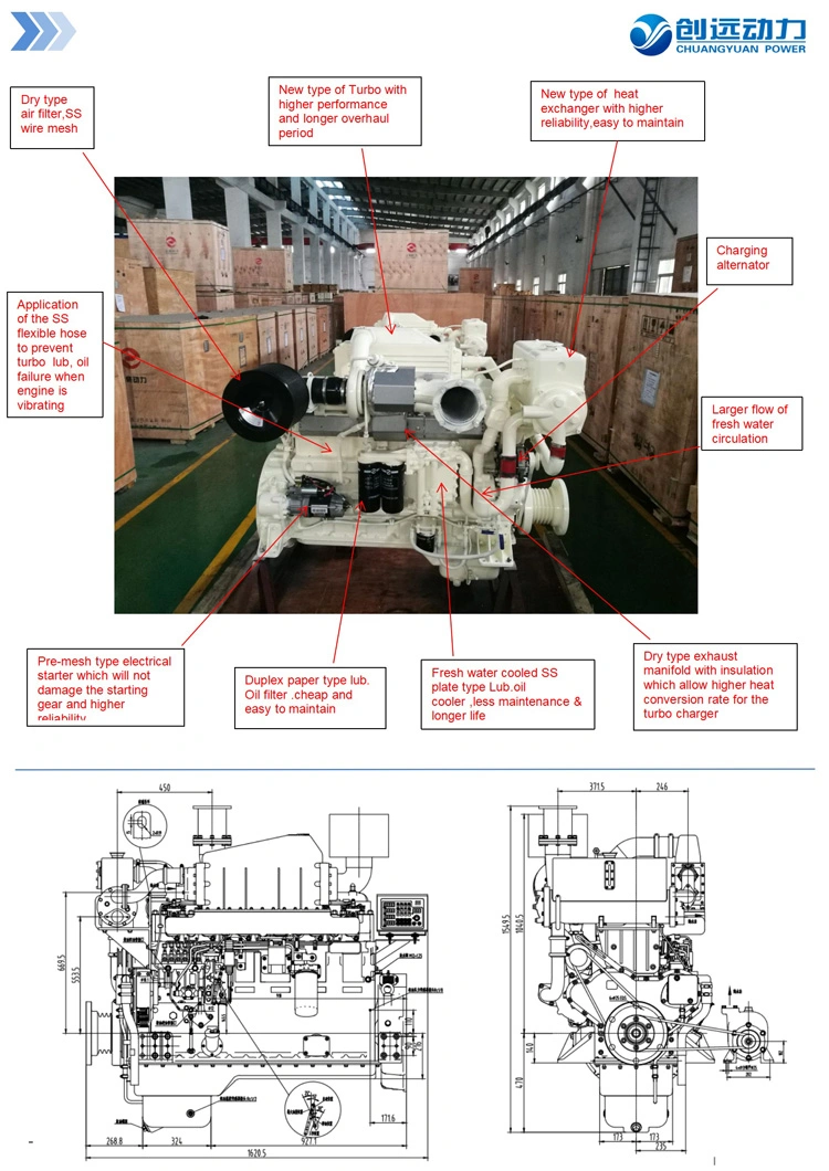 High Quality 450HP 10HP Selling Price Shanghai Marine Bangladesh Diesel Engine for Ship (Sc15g500ca2)