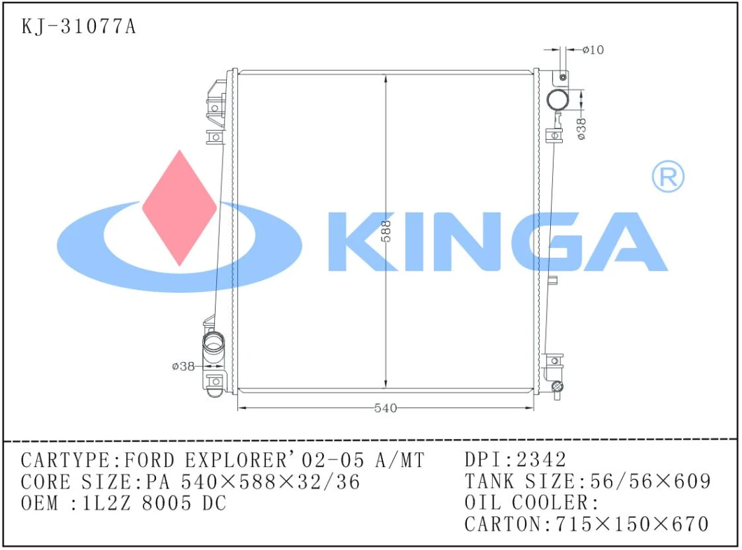 Radiator for Ford Explorer&prime; 02-05 Mt