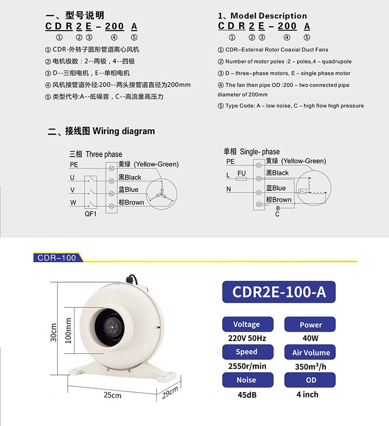 10&quot; Inline Duct Fan Centrifugal Fans Turbo Silent High Pressure Bathroom Waterproof Exhaust Ventilation Fan Blower 2500mm 220V