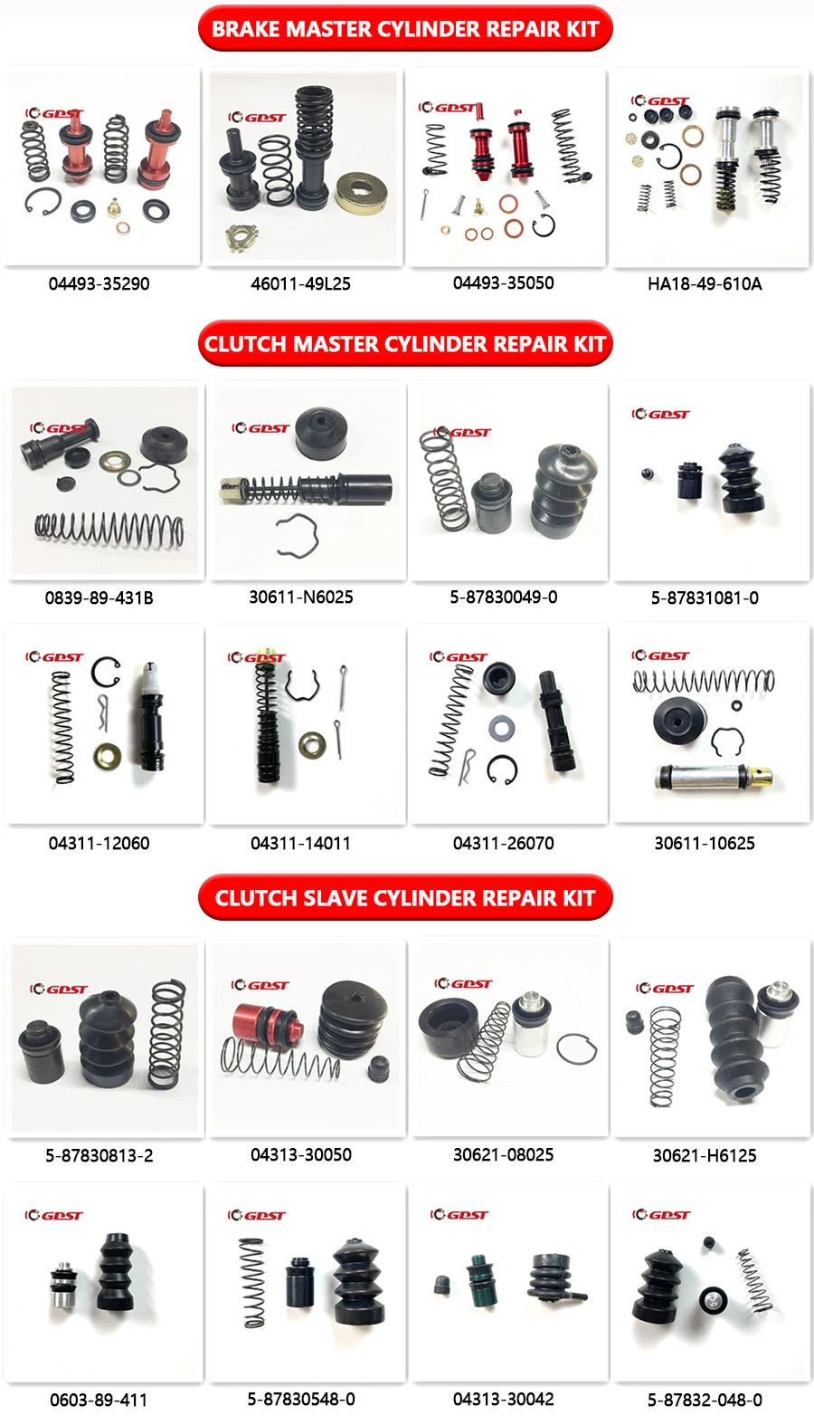 GDST China Manufacturer Auto Transmission System 0603-89-411 060389411 Clutch Master Cylinder Repair Kits for Toyota