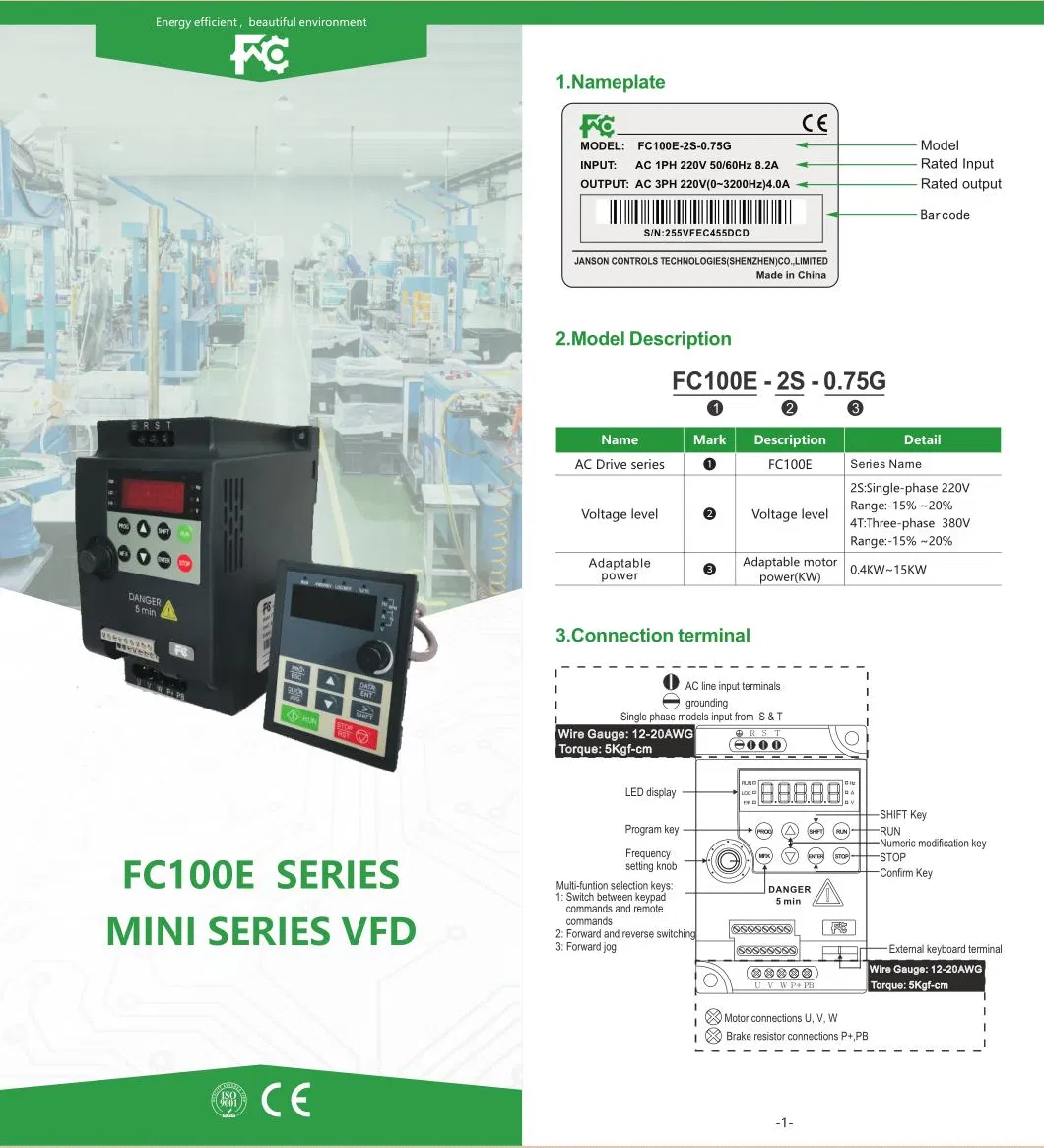 Wholesale Price High Tech VFD 220V/380V Single/Three Phase Inverter 0.4~15kw VFD