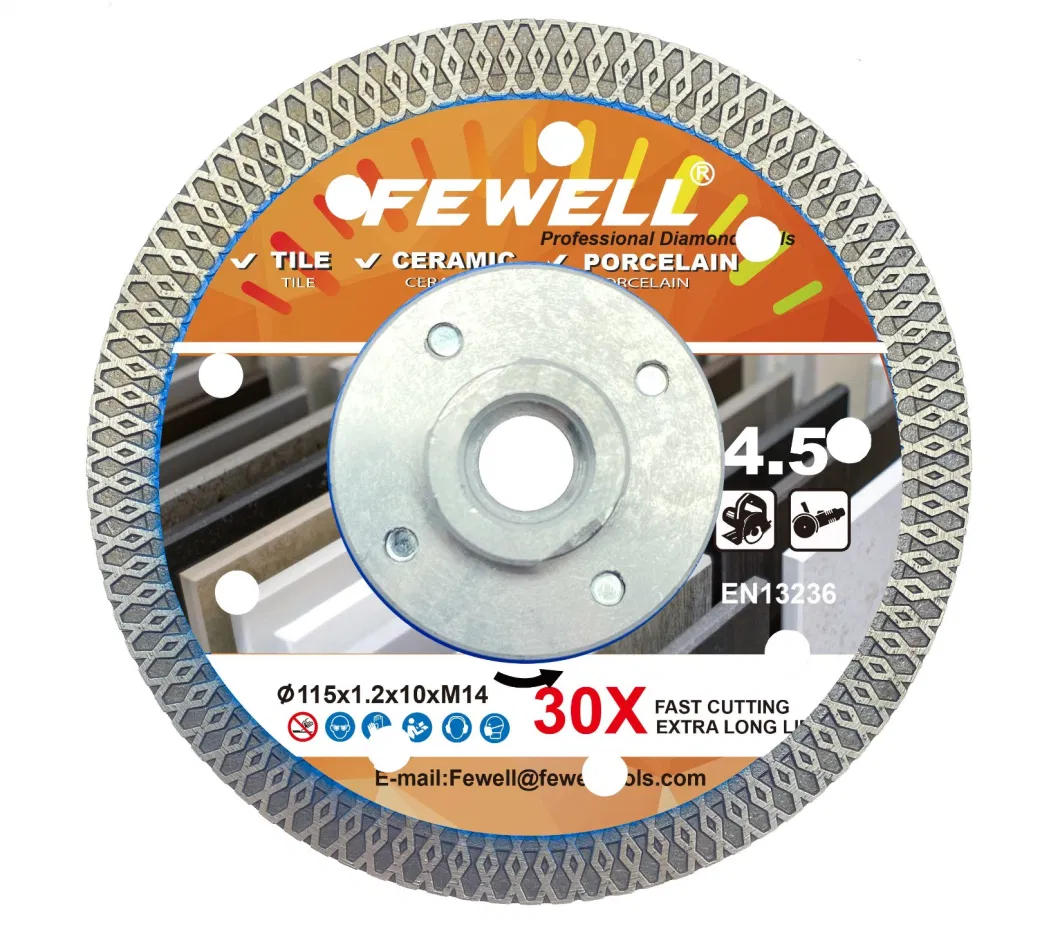 125*1.2/0.8*10*104*M14 Hot Press Aluminum Flange Diamond X Turbo Saw Blade for Dry Cutting Porcelain Ceramic Tile