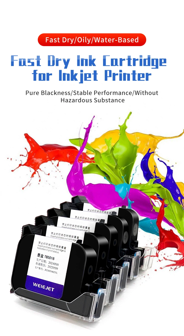 Newly Food/Beverage Sticker Label Printing Ink Fast Dry Ink Cartridge for Use in Tij Printer HP