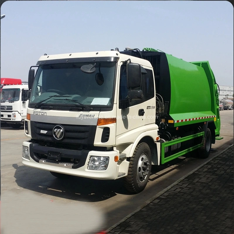 Foton Auman 10m3 12m3 14m3 Capacity Compressed Garbage Truck 10 Ton 12ton Compactor Garbage Truck Factory Directly Selling