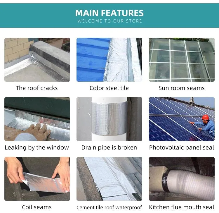 10m Length Stop Leak Tapes Building Material Pipe Repair Sealing Seal Aluminum Butyl Sealant Adhesive RV Roof Repair Tape