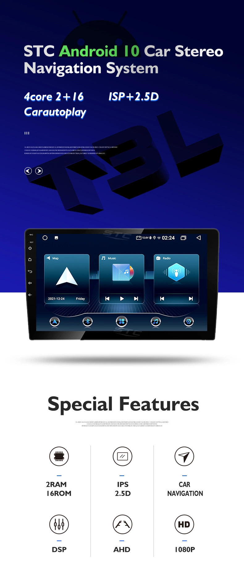 Universal Touch Screen Android 10.1 GPS Stereo Car Video Player Android Car Radio 9 Inch 2 DIN 2+32g Car Audio