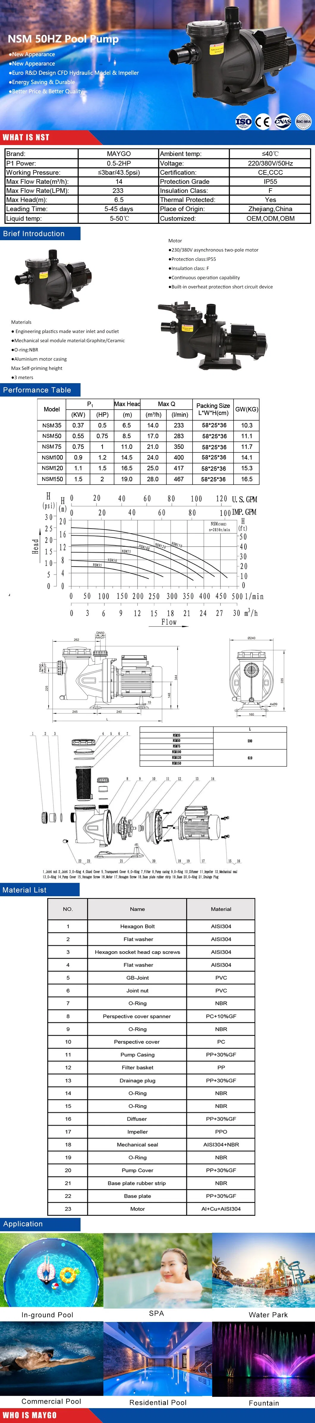 China Pool Pumps Manufacturer for Above Ground Pools, 4HP