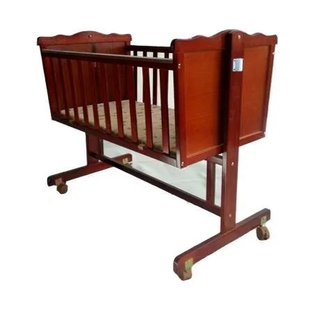 Newly Design Splicing with Adult Bed Multifunction Wooden Baby Rocking Crib Bed with Universal Wheels