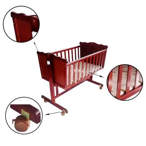 Newly Design Splicing with Adult Bed Multifunction Wooden Baby Rocking Crib Bed with Universal Wheels