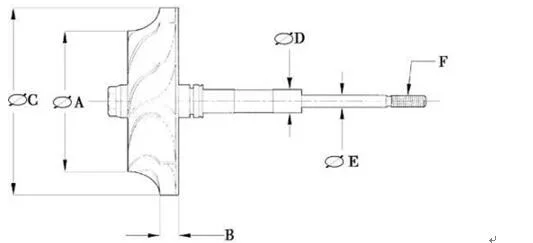 K29 Inducer: 91.3mm Exducer: 72.13mm Shaft Od: 14.26 Shaft Od (Compressor Wheel) : 11.11 Turbine Shaft Wheel