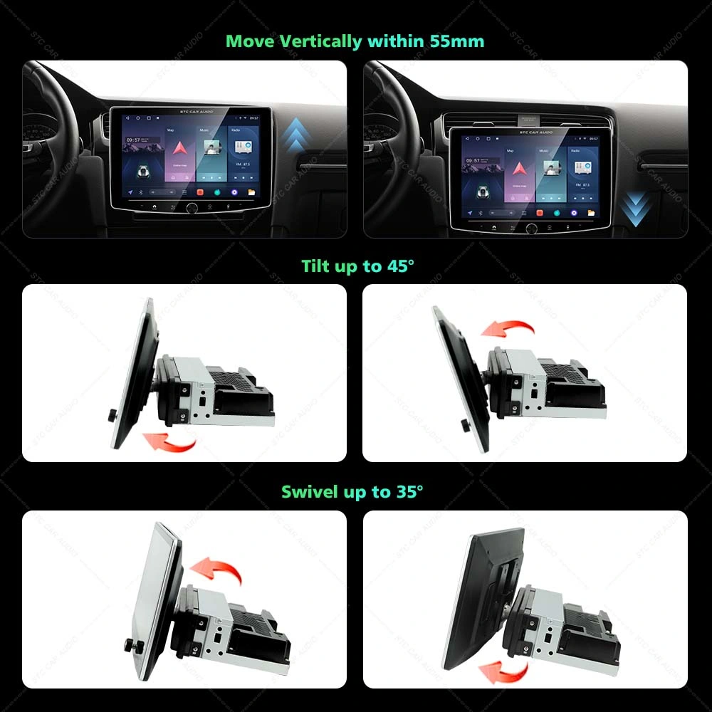 Factory Hot Sell 10 Inch Adjustable Screen 1 DIN GPS Navigation Universal Car Radio Stereo WiFi Bt Android Car DVD Player System