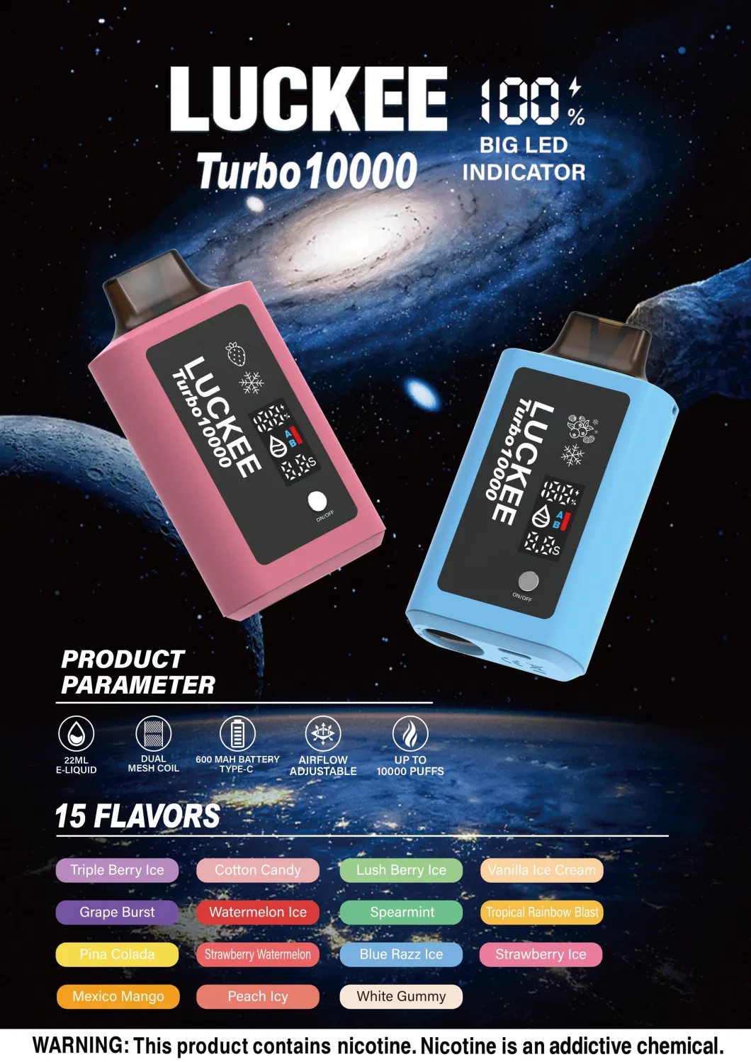 Luckee Disposable Vape New Product Turbo 10000puffs with LED Indicator