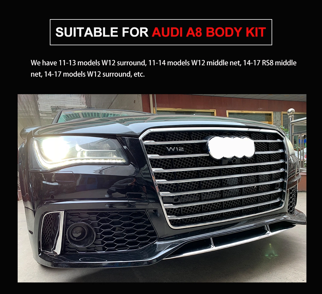 Factory Whole Sale Auto Body Kit Automotive Exterior Parts Accessories Car Front Bumper with Crystal Grille Tuning for Audi A4