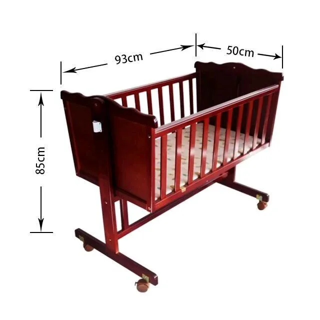 Newly Design Splicing with Adult Bed Multifunction Wooden Baby Rocking Crib Bed with Universal Wheels